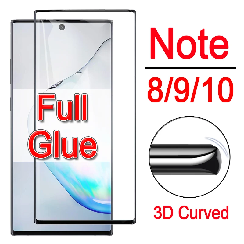 

Full Adhesive Glue Note10 Protective Glass For Samsung Galaxy Note 9 8 10 Pro Plus Screen Protector On Gs Note9 Note8 Tempered