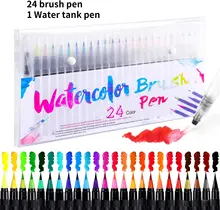 Canetas aquarela de 20/24/48 cores, conjunto para desenho, canetas de ponta de feltro, para crianças carteira de arte suprimentos