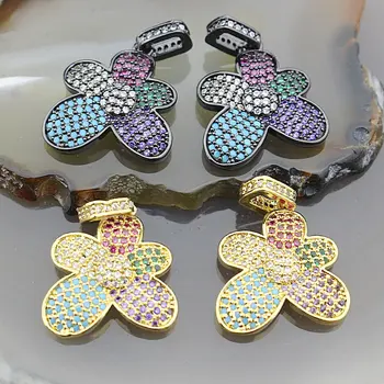 

15*20mm 10pcs/lot New design CZ jewelry pendant,popular flower shape jewelry charm pendant,cz charm accessories