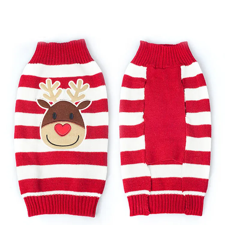 Рождественский свитер для собаки, Rudolph, трикотаж, Санта Клаус, полосатая вязаная одежда, зимняя теплая одежда для домашнего животного, собаки, щенка, кота, свитер