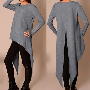 

Celmia Oversized Women Blouse 2020 Autumn Vintage Long Sleeve Shirts Casual Loose Solid Split Work Tops Asymmetrical Long Blusas