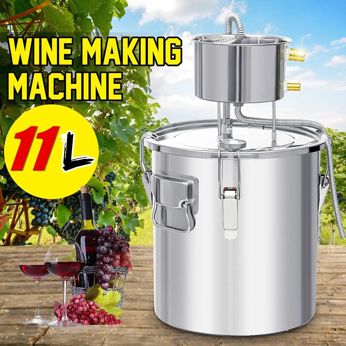 

1Set 2.9GAL/11L DIY Home Distiller Moonshine Alcohol Still Stainless Copper Water Wine Essential Oil Brewing Kit Copper Distille