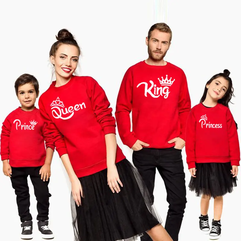 

Mother and Daughter Clothing Fall Winter Letter King Queen Printing Sweatshirt Mommy And Me Christmas Family Matching Clothes