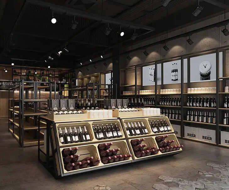 Wine island cabinet display rack water table high and low table food promotion Duitou supermarket shelf