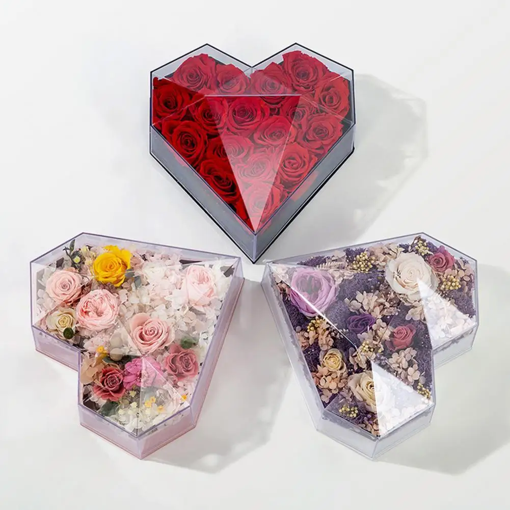 1pc Diamond Flower Gift Box Creative Acrylic Heart Shaped Transparent