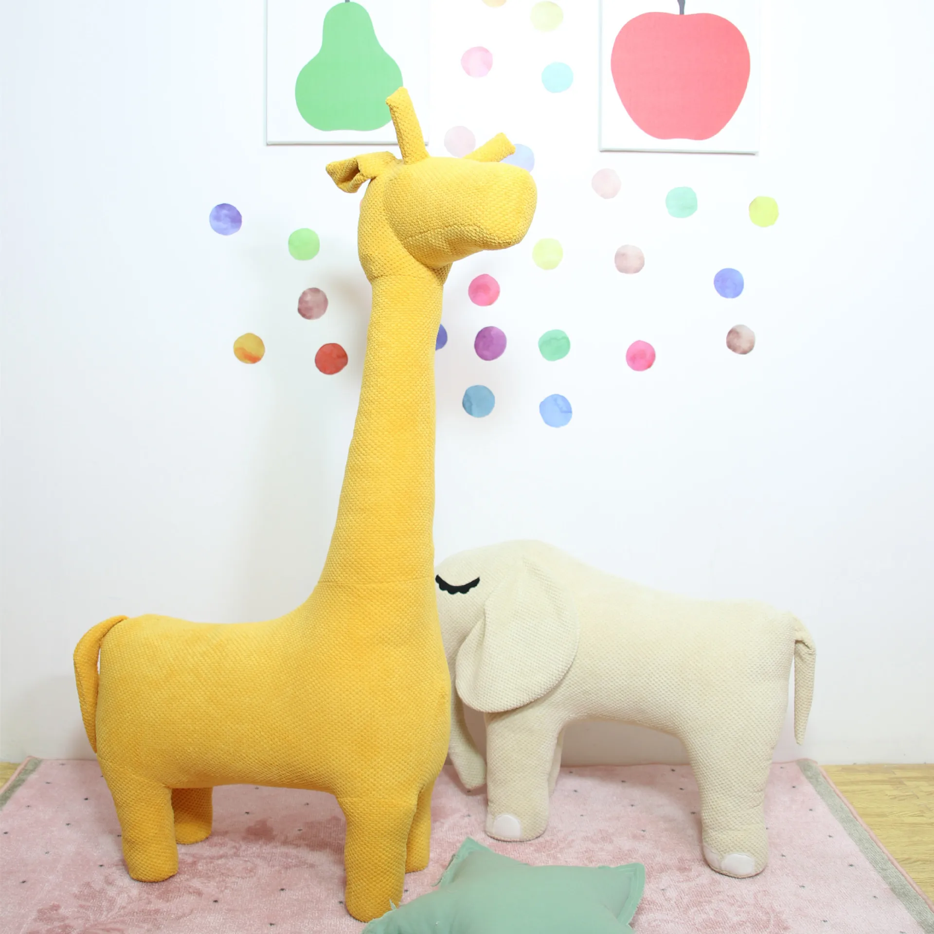 

Cartoon Giraffe Elephant Shoe Bench Nordic Dressing Stool Chair Sofa Cute Children's Room Decoration Nursery Decoration