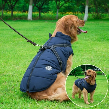 

Large Pet Dog Jacket With Harness Winter Warm Dog Clothes For Labrador Waterproof Big Dog Coat Chihuahua French Bulldog Outfits1