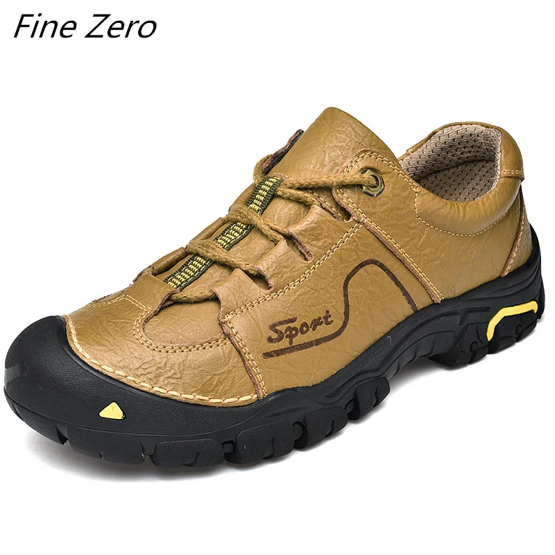 Новые популярные мужские удобные нескользящие походные туфли из натуральной кожи кроссовки мужские пропускающие воздух походные ботинки