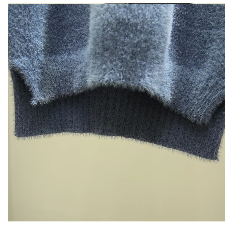 Женский кашемировый свитер с воротником-хомутом из искусственной норки, Осень-зима, Толстый Пуловер, джемпер, Pull Femme Hiver, уличная одежда, свободный свитер