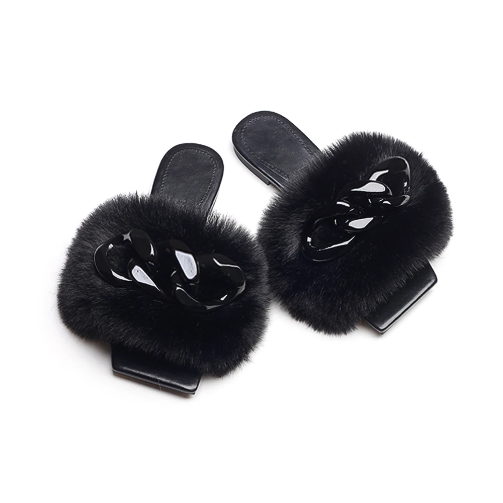 

Slippers Female Pearl Wreath Fur Sandals Fluffy Soft Furry Slides Designer Slippers Fashion Women Luxury Winter Shoes New 2021