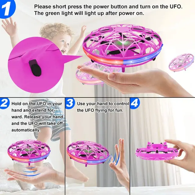 Roclub Mini Flying Helicopter RC UFO Dron Aircraft Boys Hand Controlled Drone Infrared RC Quadcopter Induction Kids Toys 2