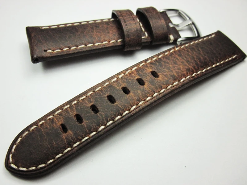 20 21 22 24mm Retro man brand Watch Strap Watchband Genuine Leather Bracelet high quality Wristband male thick line section Belt