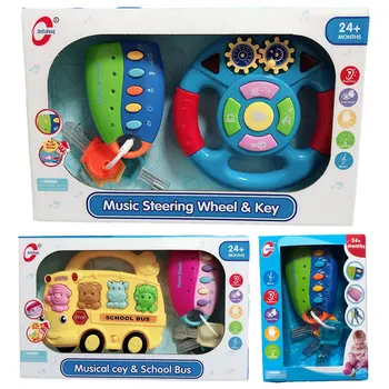 

Early Educational Toy Baby Steering Wheel Car Keys Music Light Education Story Machine Simulation School Bus Interactive Toy
