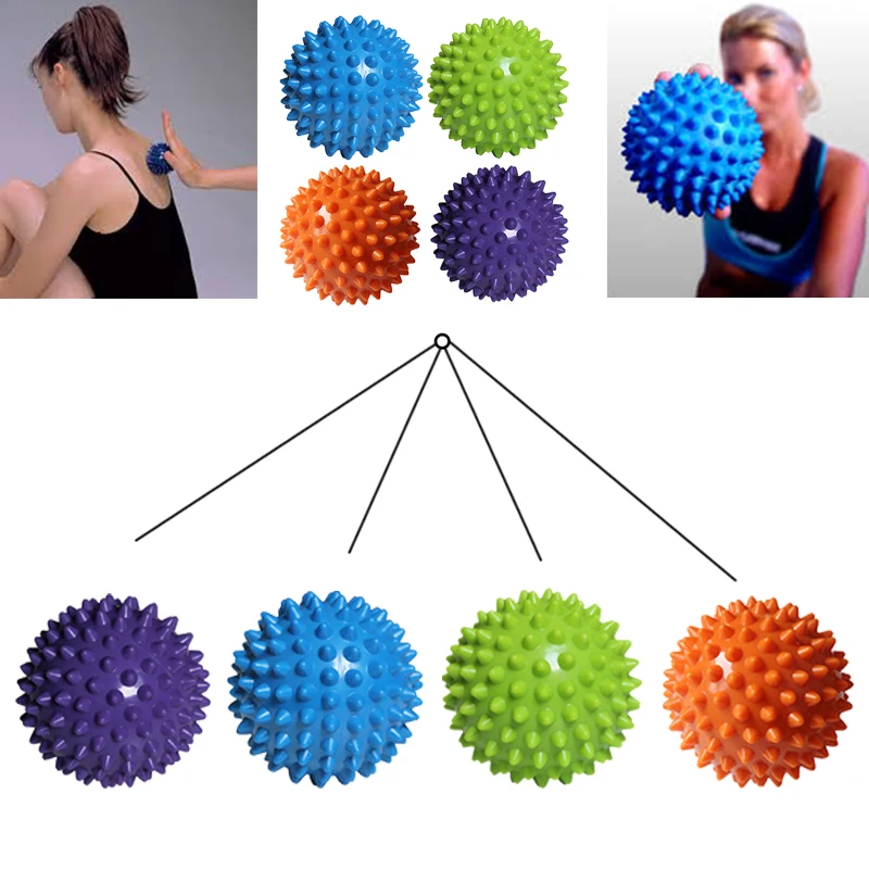 PVC Spiky Massage Ball for Trigger Point Sport Fitness ,Hand Foot Pain Stress Relief ,Fitness Physiotherapy Muscle Relax,2pcs