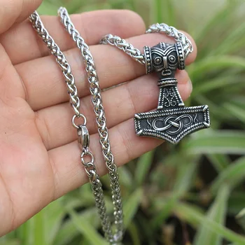 

10pcs men stainless steel Perun Slavic god of thunder pendant Slav Mythology Eastern Pagan Viking Warrior hammer necklace