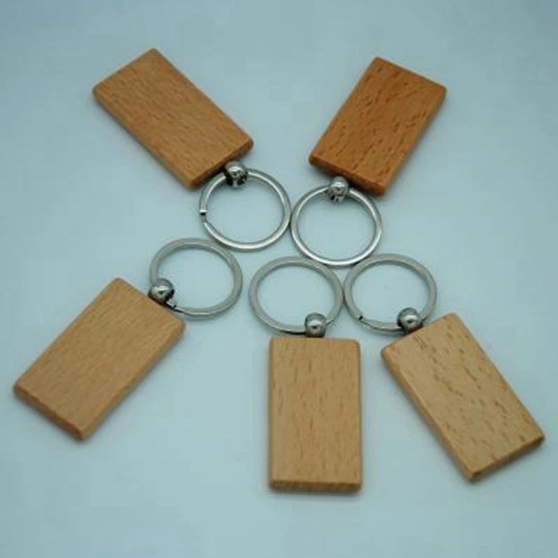 ABUI-60Pcs пустые прямоугольные деревянные брелки для ключей Diy Деревянные брелки для ключей могут гравировать подарки Diy