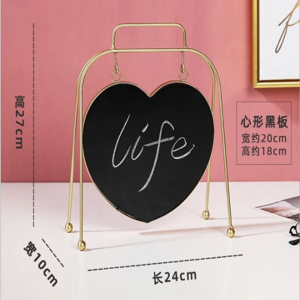 Creative Wrought Iron Love Double-sided Blackboard Message Board Ornament Decoration Home Decoration Desk Counter Message Board