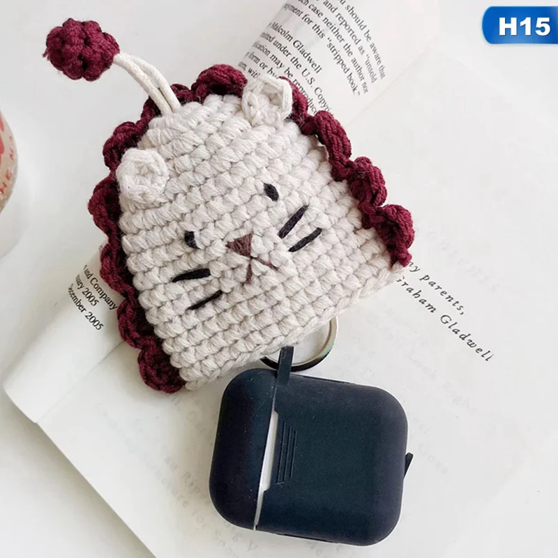 Защитный Трикотажный чехол для Airpods ручной работы с милым мультяшным вязаным шерстяным протектором для Apple air pods антиосенние аксессуары - Цвет: 15