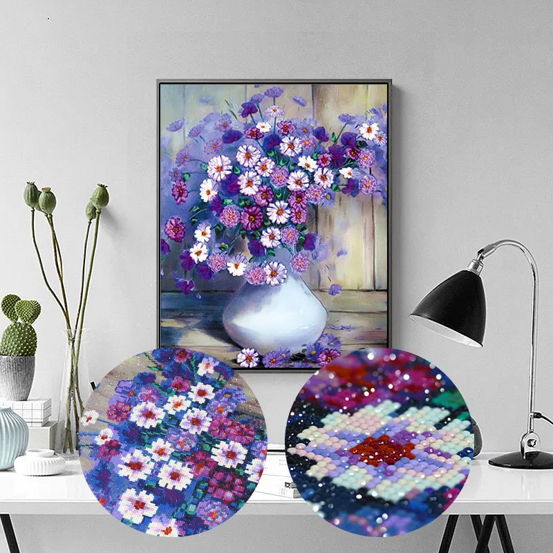 

5D DIY Full Diamond Painting Modern Style Flowers Mosaic Making Children Cross Stitch Handmade Mosaic Embroidery Home Decoration