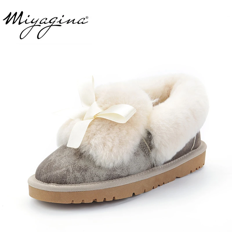 Женские ботинки из натуральной овечьей кожи с натуральным мехом; женские зимние ботинки наивысшего качества; модные водонепроницаемые зимние ботинки