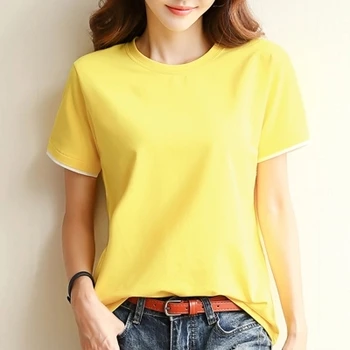 

2018 new Jersey t shirt women fashions wear round neck bottoming