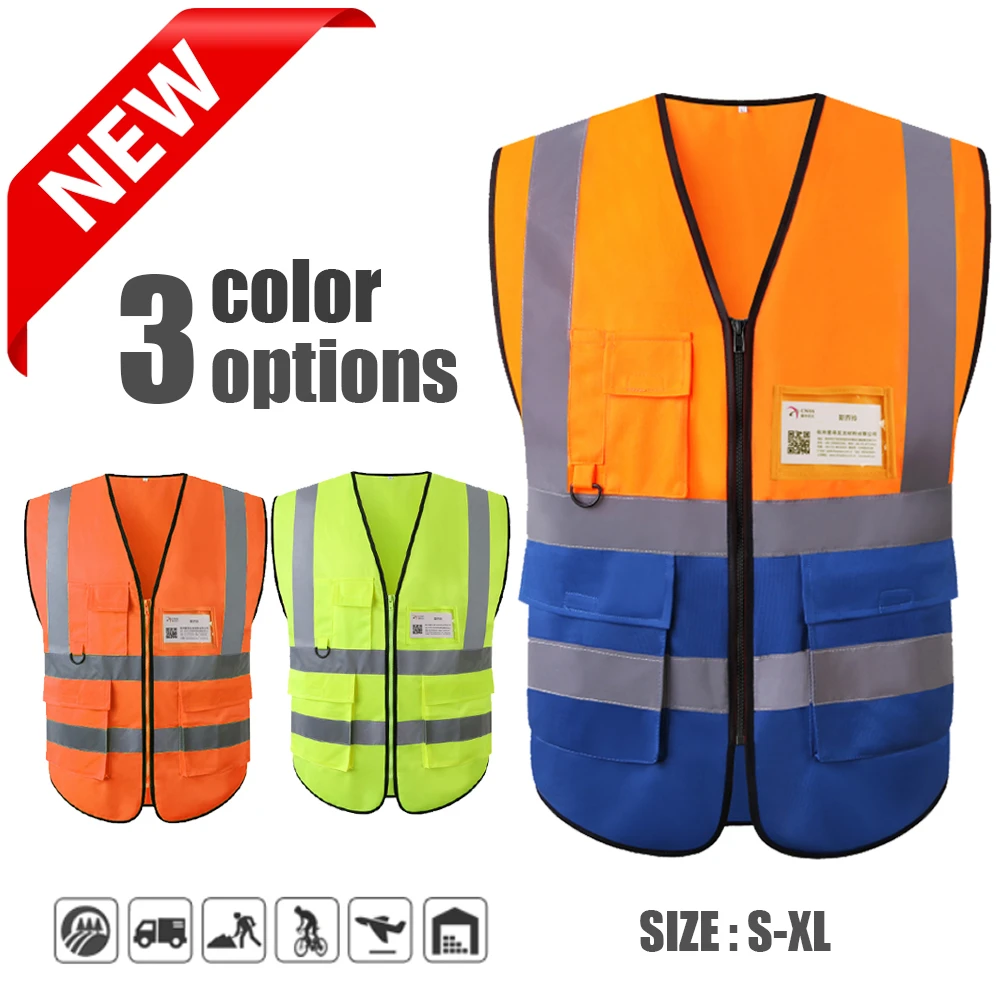 Chaleco con tiras reflectantes para hombre y mujer, ropa con estampado de logotipo de la compañía, para interiores y exteriores, para trabajo construcción, color azul y de seguridad| - AliExpress