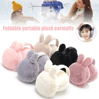 

Newly Winter Plush Ear Muffs Foldable Cartoon Women Warm Earmuffs Ear Warmer FIF66