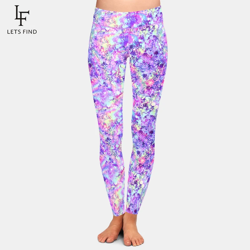 LETSFIND Fashion Women High Waist Elastic Leggings High Quaility Glitter Unicorn Print Plus Size Women Workout Leggings thermal leggings