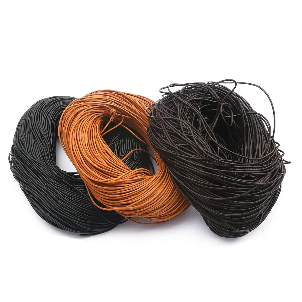 2 5m/lot 1.5 2 2.5 3 4 5 6mm 3 Color Genuine Cow Leather Round Thong