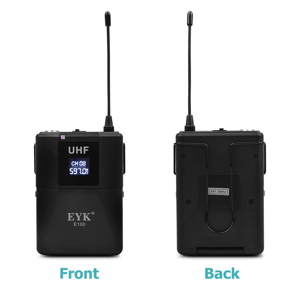 EYK E100 UHF 2 канала беспроводной микрофон 2 поясной передатчик с 2 гарнитура микрофон+ 2 петличный нагрудный микрофон для речевого караоке