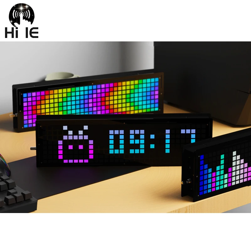 DC 5V RGB Music Spectrum Clock DIY Kit LED light Audio Level Indicator Amplifier VU Meter Rhythm Lights Kit 32*8 Dot Matrix