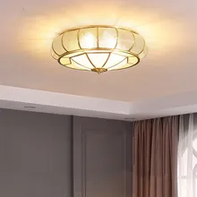 

European style all copper led ceiling lamp living room bedroom study corridor aisle Chinese style glass ceiling lamp