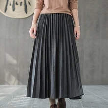 Новинка осени, удобная женская плиссированная юбка средней длины размера плюс, свободная модная Универсальная Женская юбка средней длины