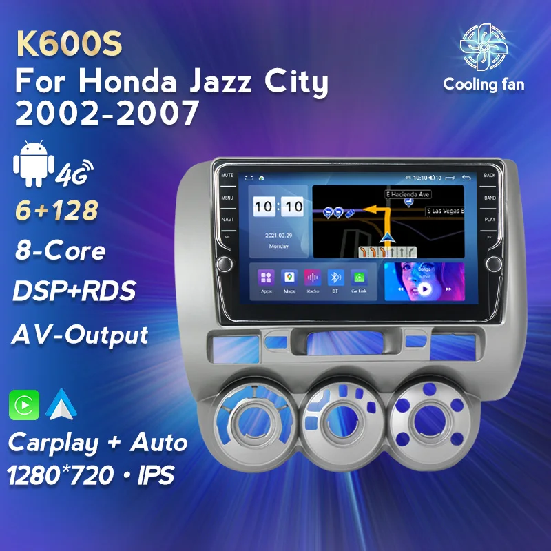 NaviFly 6G 128G Android 11 DSP встроенный Carplay авто для HONDA JAZZ City 2002-2007 автомобильный