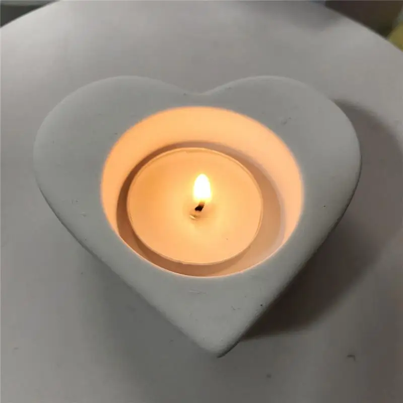 

Silicone Mould Heart-Shaped Candlestick Silicone Mold Aromatherapy Plaster Mold DIY Handmade Flower Pot Mold Soft Molds