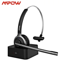 Mpow BH231 Bluetooth 4,1 наушники с микрофоном, Зарядная база, беспроводная гарнитура для ПК, ноутбука, колл-центра, офиса, 18 ч, время разговора