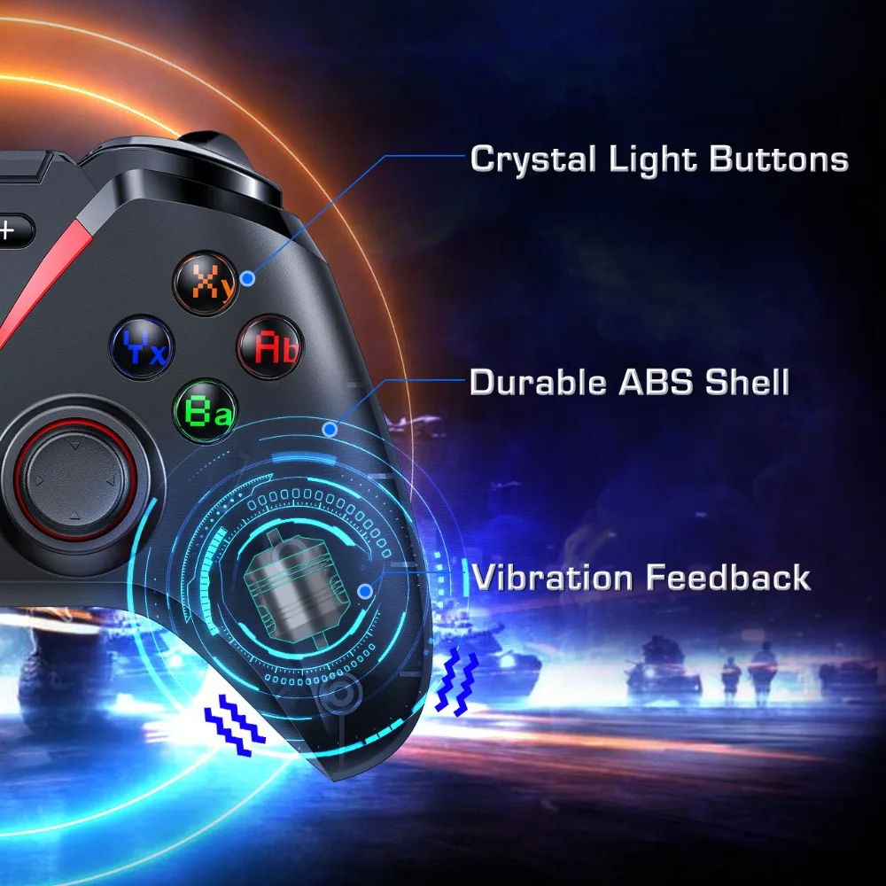 PICTEK PC249 PUBG Controller Wireless Bluetooth Gamepad Mobile Android Rechargeable Switch Controller With Phone Holder For Game (5)