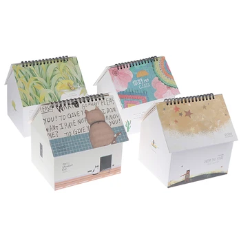 

2020 Creative Folding House Desk Calendar Van Gogh Starry Night Cartoon Animal Calendars Desktop Storage Box