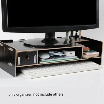 

Wooden Office Table Storage Rack Desk Keyboard Organizer Stationery Holder Computer Accessories Home Office Desktop Storage Box