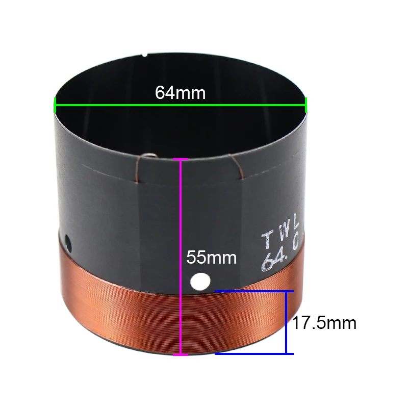 Bobina de Voz Peças de Reparo de Alto-falante Potência para 15 Ghxamp Woofer Preto Alumínio Alta Polegadas Fio Redondo 2 Peças 64mm 6ohm - Image 2