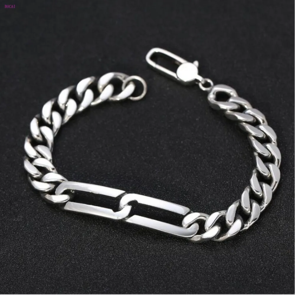 S925 стерлингового серебра ювелирные изделия Танк цепь минимализм мужчин и женщин тайское серебро Популярные персонализированные корейской версии браслет