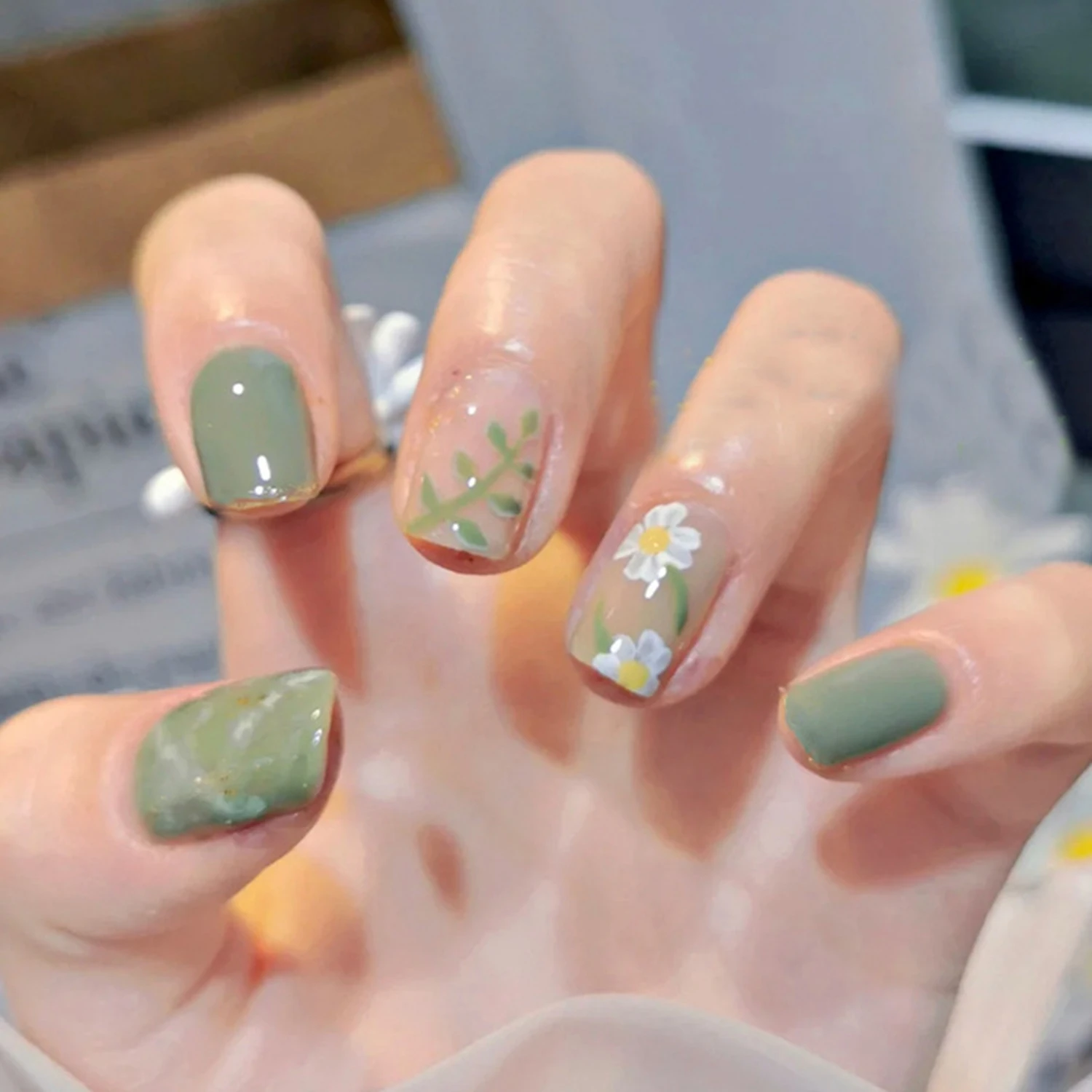 24pcs Hot Summer Fresh Flower Round/stiletto False Nails Wearable Ballerina  French Fake Nails Full Cover Nail Tips Manicure Tool - False Nails -  AliExpress