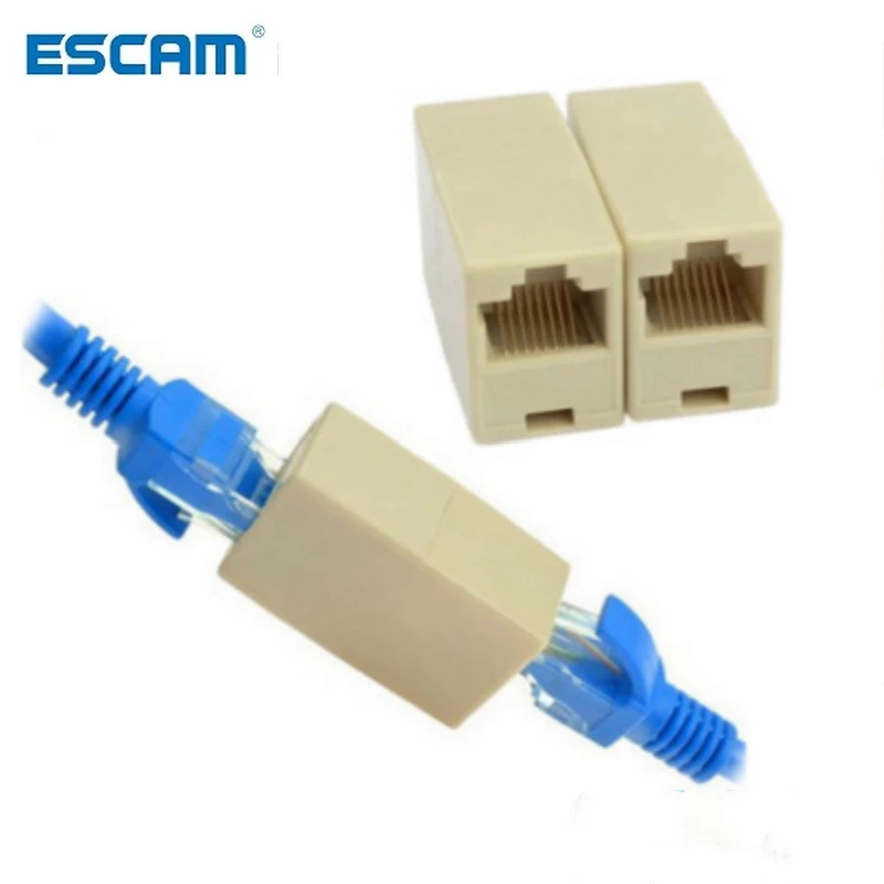 ESCAM 10 Uds RJ45 Cat5 8P8C conector acoplador para extensión de banda ancha Ethernet Cable de red LAN Joiner extensor Plug