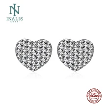 INALIS,, роскошные серебряные серьги-гвоздики в форме сердца, 925 пробы, Женские Романтические циркониевые серьги, вечная любовь для женщин, подарок