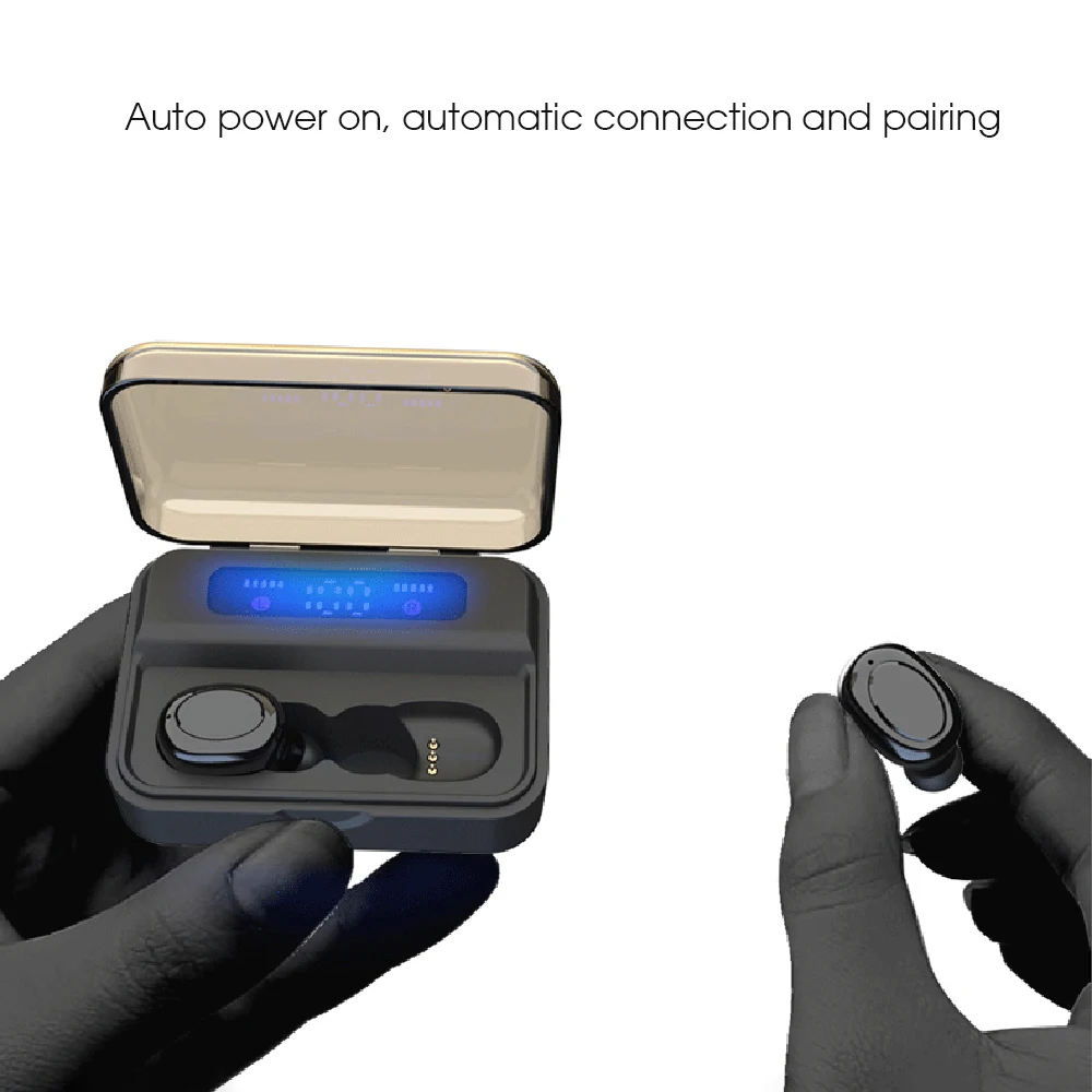Стерео TWS Handsfree Bluetooth 5,0 гарнитура HIFI мини-наушники-вкладыши спортивные наушники для iOS/Android телефонов HD вызов 2000 мАч Внешний аккумулятор