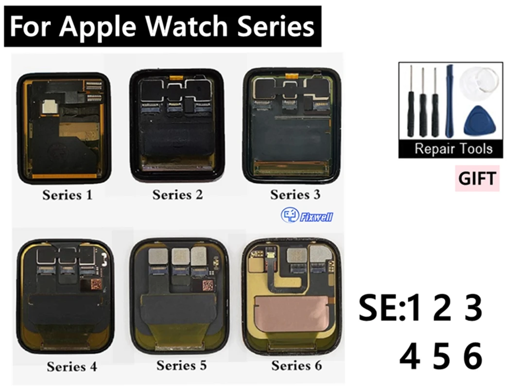 Оригинальный сенсорный ЖК-дисплей в сборе для Apple Watch серии 1 2 3 4 5 38 мм 44 Замена GPS LTE