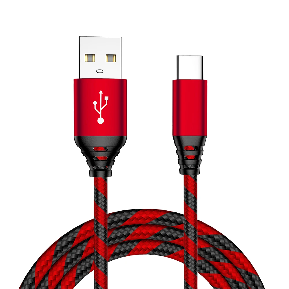 MUSTTRUE 3.0A C type кабель для зарядки телефона samsung кабель usb type-c для one plus 7 NLL 10 10 USB C плетеный провод - Color: Red