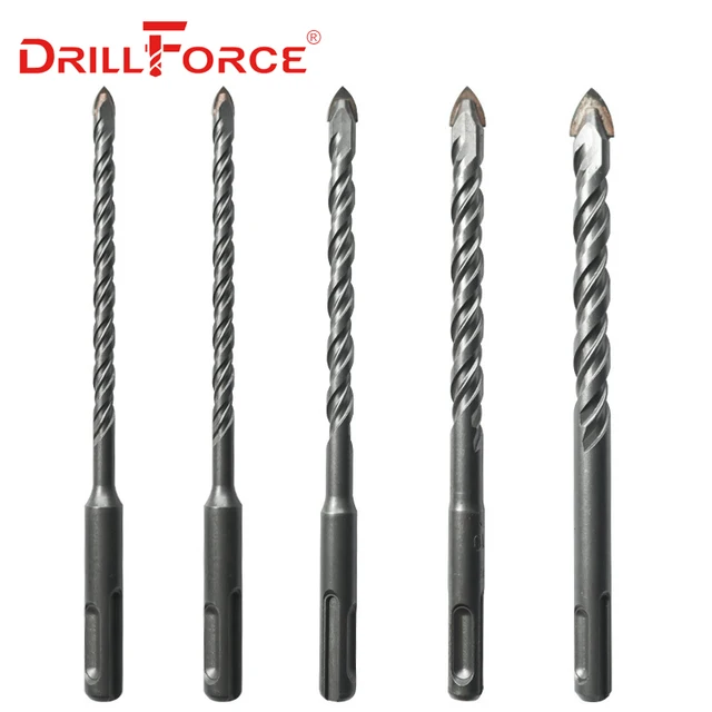 Drillforce – jeu de 5 mèches pour le béton, le carrelage, le verre, la céramique, 6/8/10/12mm, embout en carbure, SDS Plus foret pour la maçonnerie, 160mm 1