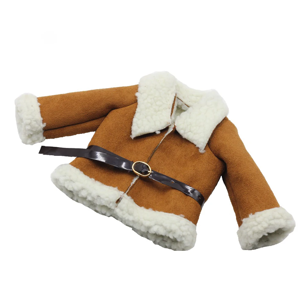 Fashion Brown Dolls Clothes Woolen coat + Belt for 18" 45CM Girl Doll Coat as for 43cm baby dolls Clothes