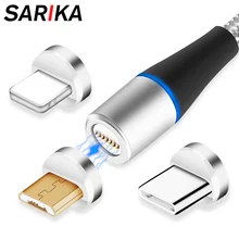 Sarika S06 3A светодиодный магнитный Кабель зарядного устройства для iPhone 11 Pro Max Android Micro usb type C мобильный телефон Быстрая зарядка Магнитный кабель